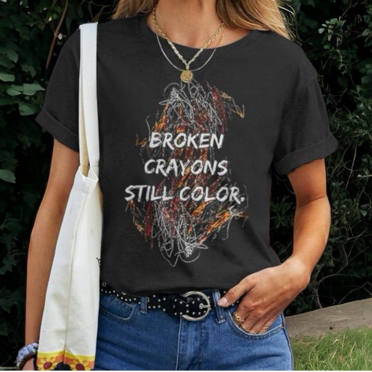 Hp Nwt Broken Crayons Still Color Letter Print Mental Health Awareness T-Shirt L